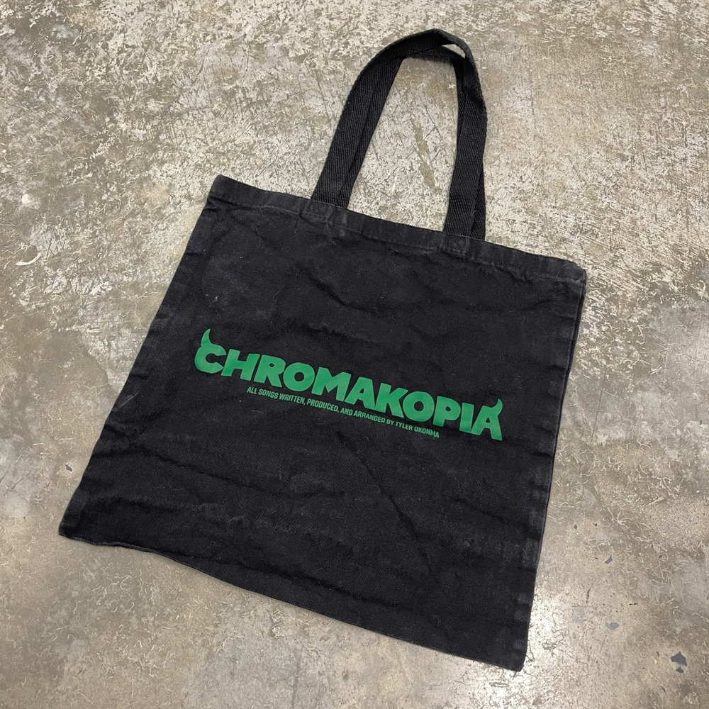 Tyler the Creator Chromakopia Black Canvas Tote Bag Green Logo Merch